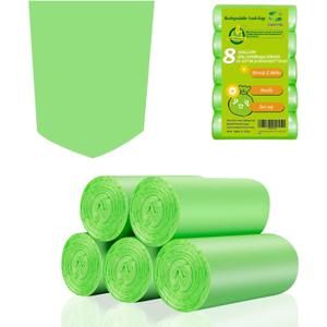 Inwaysin Medium Compostable Trash Bags - 8 Gallon, 30L (Clear Green, 20 Count Pack of 5) - Budget-Friendly Replacement for Simple Human H/J/G Trash Bags