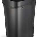 NINESTARS DZT-50-9BK Automatic Touchless Infrared Motion Sensor Trash Can, 13.2 Gal 50L, Black Steel Base (Oval, Black Lid)