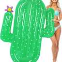 Giant Cactus Pool Floats 65 x 50 x 6.3 in Inflatable Jumbo Cactus Water Floats for Adults Large Pool Swimming Raft Green Lounge for Summer Beach Party