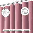 Inhousolu Fabric Shower Curtain Waffle Weave, 230 GSM Heavy Duty, Weighted Hem, 14 Metal Hooks, Water Repellent, Machine Washable, Hotel Spa Luxury Bath Curtain Set, 72 x 72 Inch, Pink