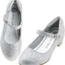 Girls Dress Shoes-Mary Jane Shoes for Girls Low Heel Princess Hook and Loop Dress Shoes Party Wedding Flats for Little/Big Kids 3