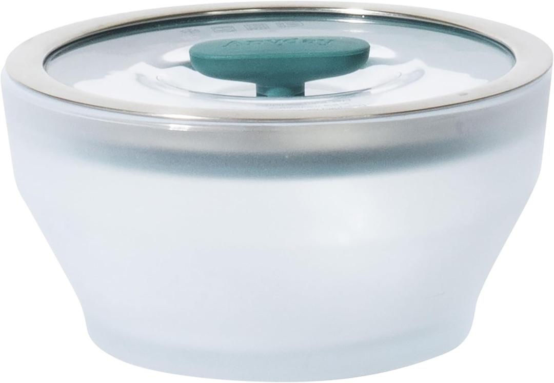Anyday 4-Cup Microwave Cookware & Glass Container with Glass Lid, Plastic-Free Deep Food Storage | Stackable Airtight Steamer with Vented Lid for Microwave-Safe Reheating, Steaming Vegetables & Ricem,  Frosted - Kale