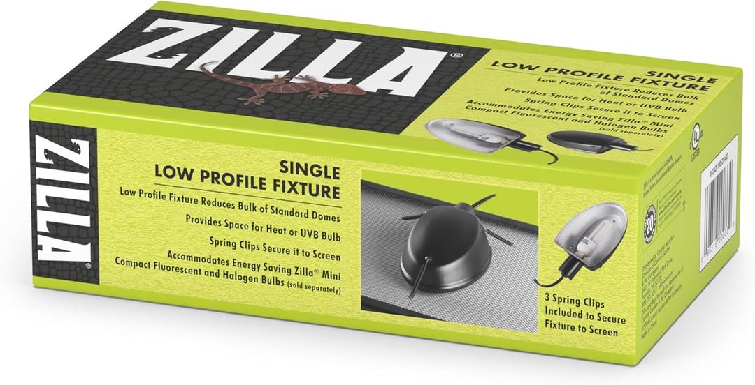 Zilla Low Profile Reptile Terrarium Fixtures Single,Black (1 Count (Pack of 1))