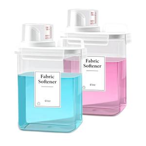 2 Pack Laundry Detergent Dispenser, 61oz Detergent Dispenser, Refluxable Laundry Detergent Container, Plastic Liquid Laundry Detergent Dispenser for Laundry Room Organization with 6 Labels