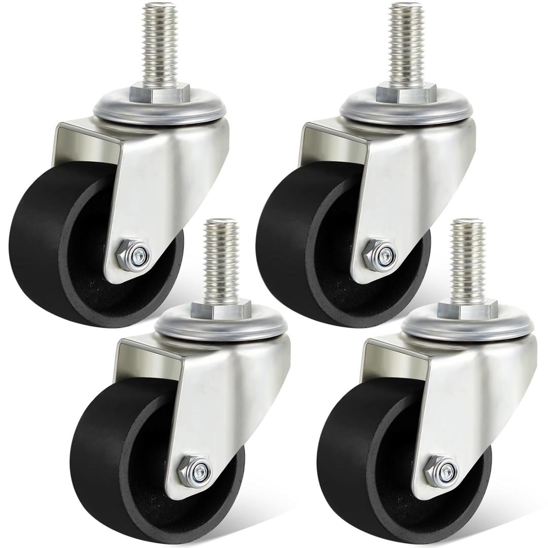 Landhoow 4 Pcs Floor Jack Casters for 3 Ton Floor Jack, Cast Iron Racing Jacks Caster Wheel with 10 mm Stem, Floors Jacks Replacement Parts, Up to 3 Tons for 1 Pair