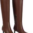 Women Knee High Boots Pointed Toe Kitten Heel Tall Boots for Women Side Zipper Fall Knee High Boots (7.5)