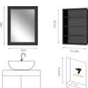 Artful Medicine Cabinet with Mirror, All-Metal Rust-Proof Thick Metal Framed Design, Secure & Detachable 3 Shelves + 1 Organizer Box, with Soft-Close Hinges Bathroom Mirror with Storage, 20"x26" Black