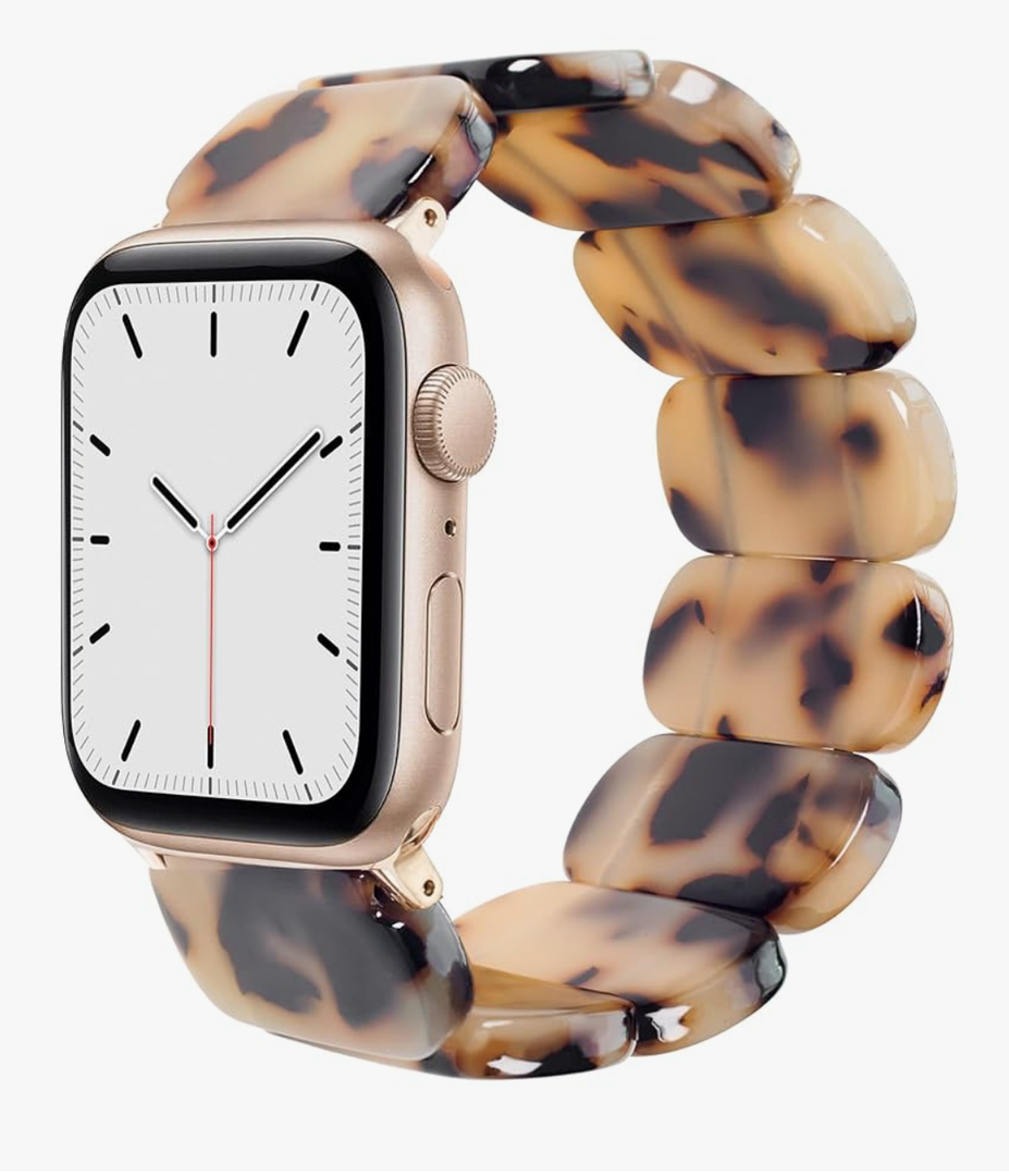 Heesch Tortoise Stretchy Watch Band Compatible with Apple Watch Serise Ultra/SE/8/7/6/5/4/3/2/1, Resin Cute Watch Strap Wristband for iWatch Bracelet for Women Men Girls, 38/40/41mm, Oval Version