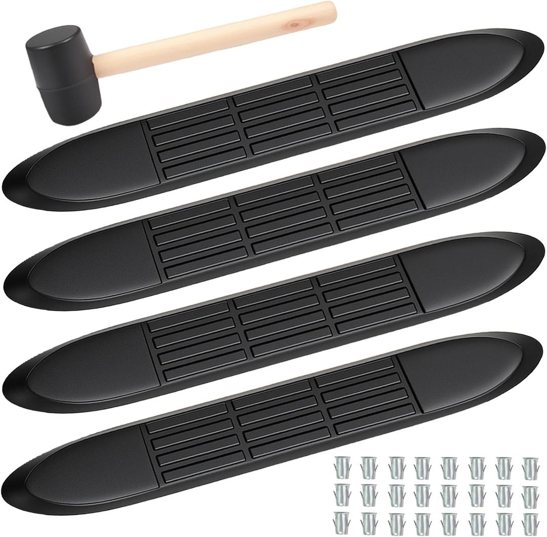 Replacement Step Pad for 3" Round Nerf Bars Set of 4 Pack, 21" Long x 3" Wide, Durable Non-Slip Running Boards Replacement Pads with Rubber Mallet and 24 Pins