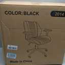 Leather Office Chair with Removable Armrests, Mid Back Ergonomic Desk Chair with Lumbar Support, Adjustable Height Rocking Swivel Executive Chair for Home Office, Black