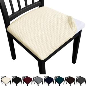 Dining Chair Seat Covers, Washable Dining Room Chair Seat Covers Set of 6, Removable Kitchen Seat Covers Chair Covers for Dining Chairs (Beige)