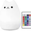 WoneNice Cute Kitty Silicone Night Light with Remote, Color Changing Kawaii Silicone Nightlights, Gift for Women Mom Teen Girls Kids Toddler Baby