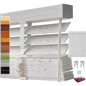 Solid Wood Blinds for Indoor Windows 2" Slats Horizontal Faux Wooden Blinds , Blackout Privacy Venetian Blind Shades Cordless (White), Customizable range 15-75 inches wide, 25-100 inches high