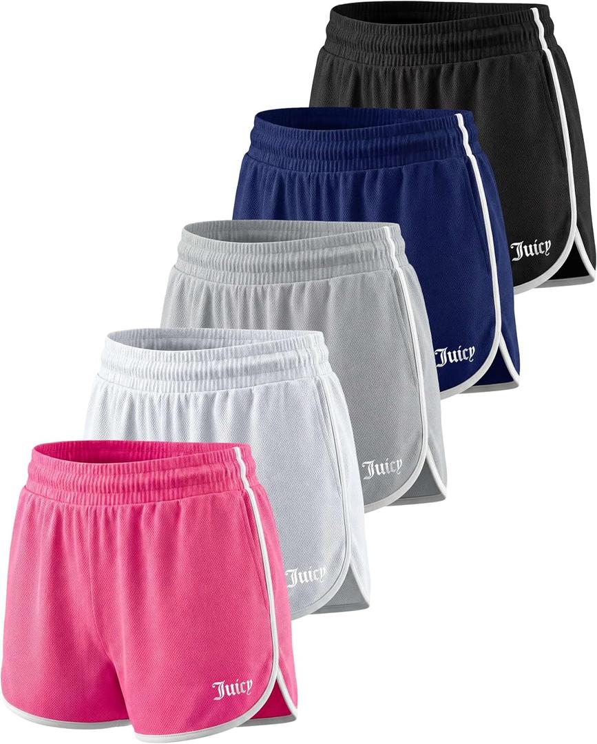 Juicy Couture Womens 3" Mesh Dolphin Shorts Running Workout Gym Yoga Track, XL