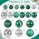 Soulchen 36 Pcs Christmas Balls Ornaments Bulk 3.15''/2.36''/1.57''Green & Silver Christmas Tree Decorations Glitter Xmas Decorative Hanging Ornaments Luxury Home Decor for Xmas (Green and Gold)