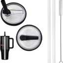 2 Pack 40 oz Tumbler Flip Straw Lid Replacement fit for HydroJug(Only), Spill Proof Splash Resistant Tumbler Lids,Reusable Leak Proof Tumbler Cover for Cup Accessories (Black)