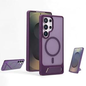 Yetagso for Samsung Galaxy S23 Ultra Magnetic Case, Anti-Slip Frame Translucent Matte PC Back Protective Phone Cover, Compatible with MagSafe Accessories, Purple