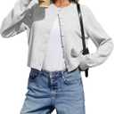 2 x ELLEVEN Women's Cropped Cardigan Sweaters, Light Weight Knit Sweater Cute Short Button up Cardigans Trendy Fashion Clothing (Gray, XS)