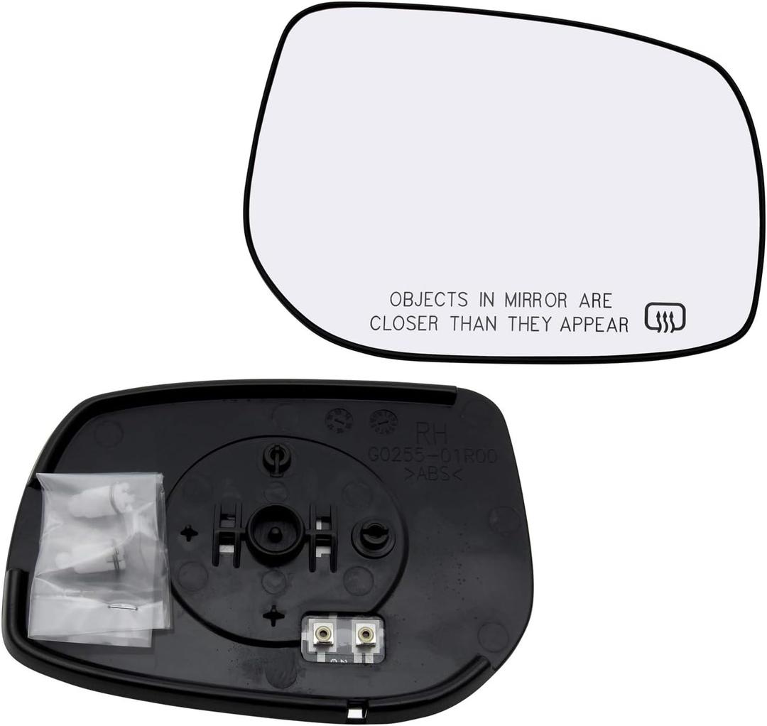 Passenger Side Mirror Glass Assembly With Plastic Backing Plate Heated Compatible with 2009-2013 Toyota Corolla Matrix