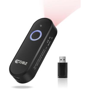 OBZ Mini 2D Bluetooth Barcode Scanner, 2.4G Wireless Barcode Scanner, 3-in-1 Portable Handheld 1D 2D QR Code Scanner Work with iOS Android Windows iPhone iPad Tablet PC POS for Store Inventory Library