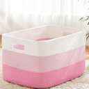 Blanket Basket,Rectangle Woven Baskets for Storage,100L Laundry Basket for Decorative Nursery Blanket,Toys,Dirty Clothes and Magazine in Shelves,Baby Room,and Living Room (Pink)