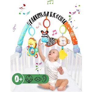 Pau1Hami1ton Baby Stroller Arch Toys, Car Seat Toys,Bouncer Toy Bar/Mobile for Bassinet,Adjustable Baby Hanging Toys Fit for Crib Bed,Stroller,Car Seat Gifts.S-19(Zebra) (Multicolored)