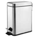 mDesign Small Modern 1.3 Gallon Rectangle Metal Lidded Step Trash Can, Compact Garbage Bin with Removable Liner Bucket and Handle for Bathroom, Kitchen, Craft Room, Office, Garage - Chrome (5 liter)