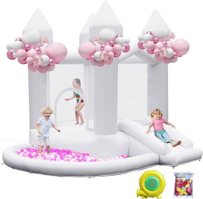 FBSPORT White Inflatable Bounce House Air Blower,Bouncy Castle Indoor & Outdoor with Big Ball Pit for Party Kids Birthday Party
(10FT X 10FT X 7FT)