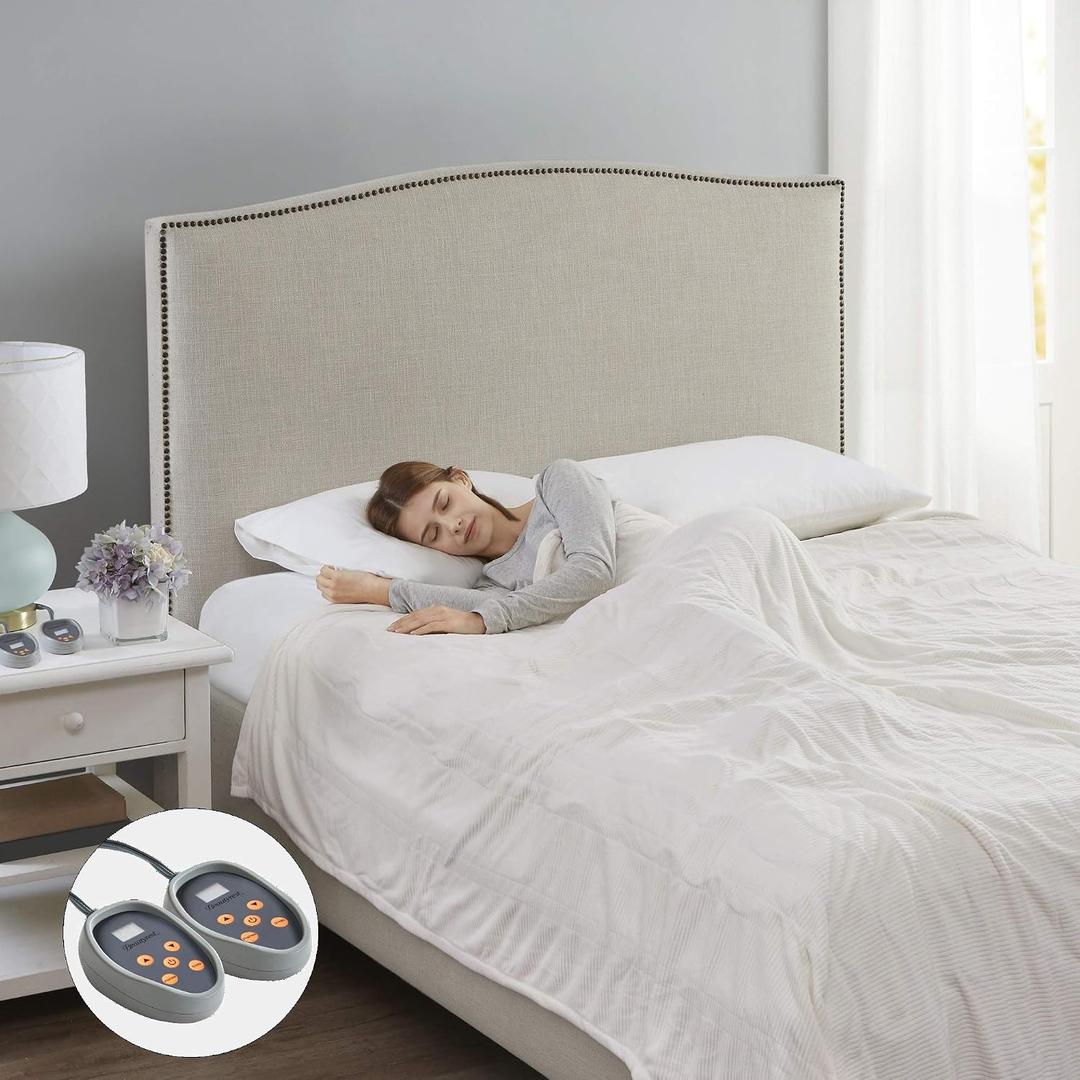 Beautyrest Electric Blanket Luxurious Micro Fleece Ultra Soft Ribbed Textured, Cozy and Snuggly Cover for Cold Weather, Fast Heating, Auto Shut Off, 20 Level Heat Setting Controller, King, Ivory