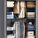 Portable Closet, Wardrobe Closet with 10 Storage Shelves and 2 Hanging Rods, Non-Woven Fabric Cover, 52.4 x 18.1 x 66.6 Inches Closet Organizer for Bedroom, Gray (Large)