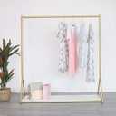 HOMEKAYT Gold Clothing Rack with Shelf Heavy Duty Gold Garment Rack Gold Glothes Rack Modern Display Rack for Home, Boutique,Retail - 59''L