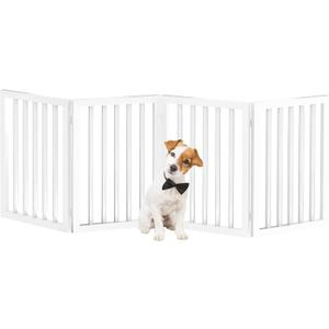 PETMAKER Pet Gate  Dog Gate for Doorways, Stairs or House  Freestanding, Folding, Accordion Style, MDF Wooden Indoor Dog Fence (4 Panel, White)