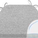 AAAAAcessories D-Shaped Chair Cushions, 2" Thick Dining Chair Pads with Ties and Removable, Machine-Washable Cover, 17" x 16", Light Gray