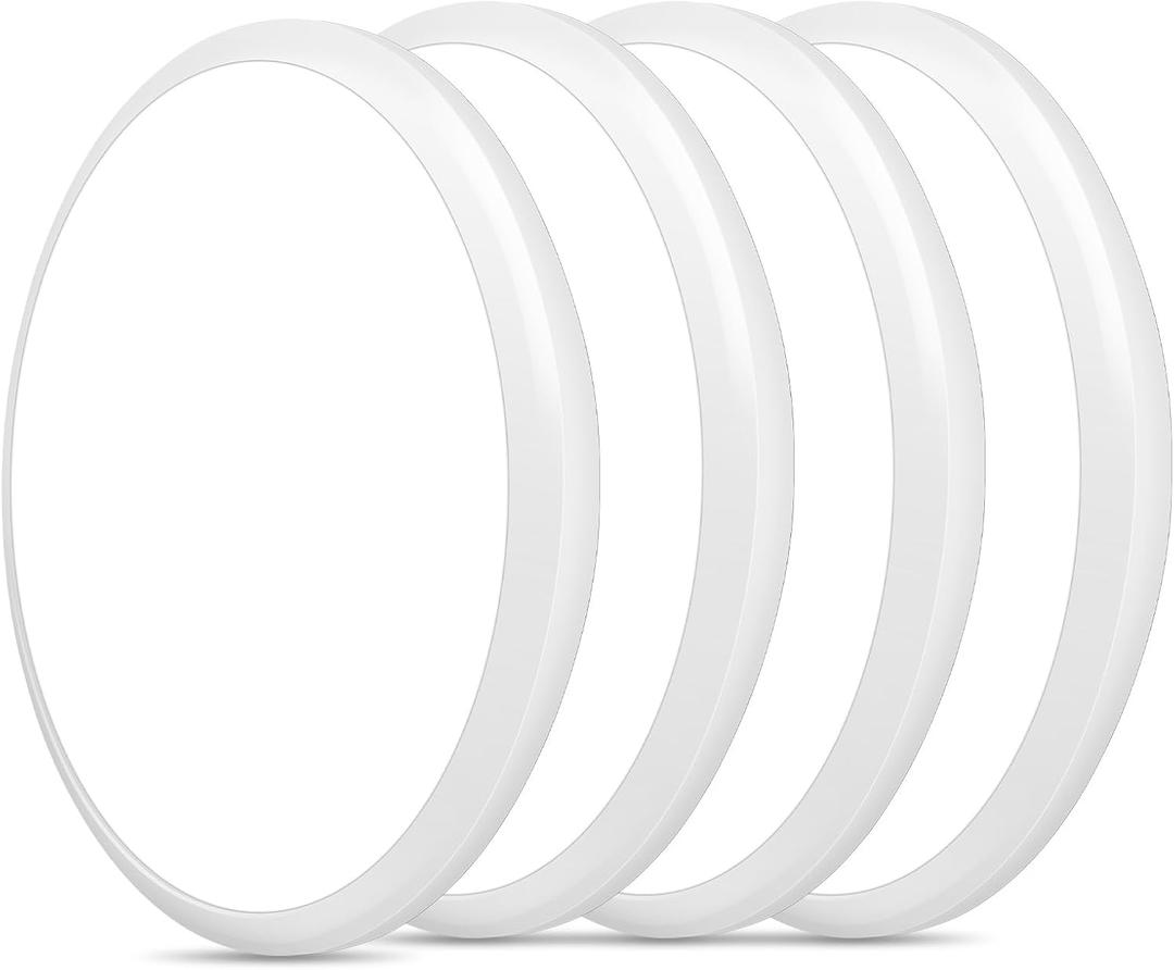4 Pack 12 Inch Round LED Ceiling Light Fixture, 6500K Daylight Outdoor/Indoor Ceiling Light Fixture, 24W IP54 Waterproof Flat Round White Ceiling Lamp for Living Room Laundry Bedroom Hallway