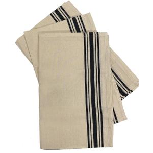Aunt Martha's 18"x28" Black Striped Dish Towels Pkg of 3