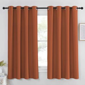 NICETOWN Blackout Burnt Orange Curtain for Bedroom 63 inch Length - Grommet Top Room Darkening Sound Reduction Privacy Thermal Drape for Nursery/Living Room, W52 x L63, 1 Panel