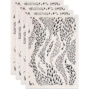 SUPERDANT 4PCS School of Fish Underglaze Paper Transfer Marine Fishes Transfer Paper for Clay Ceramic Porcelain Under Glaze Transfers for Pottery Enamel Decals Black Underglaze Handcrafted Gifts