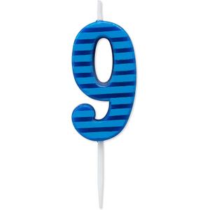 Papyrus Number 9 Birthday Candle, Blue Stripes (1-Count) (Large)