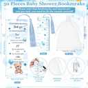 Gilprop 50 Sets Baby Shower Favors for Guests Includes 50 Baby Shower Ballpoint Pens 50 Thank You Bookmarks 50 Organza Bags for Gender Reveal Gifts Guest Prizes(Bear,Blue)