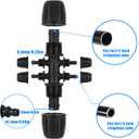 1/2 Inch to 1/4 Inch Tubing Irrigation Fittings for (1/2'' ID x 0.60''-0.63'' OD) 16mm Drip Tubing,Locked Barbed Tee Connectors (20 Pcs Barbed Tee 6-Way)