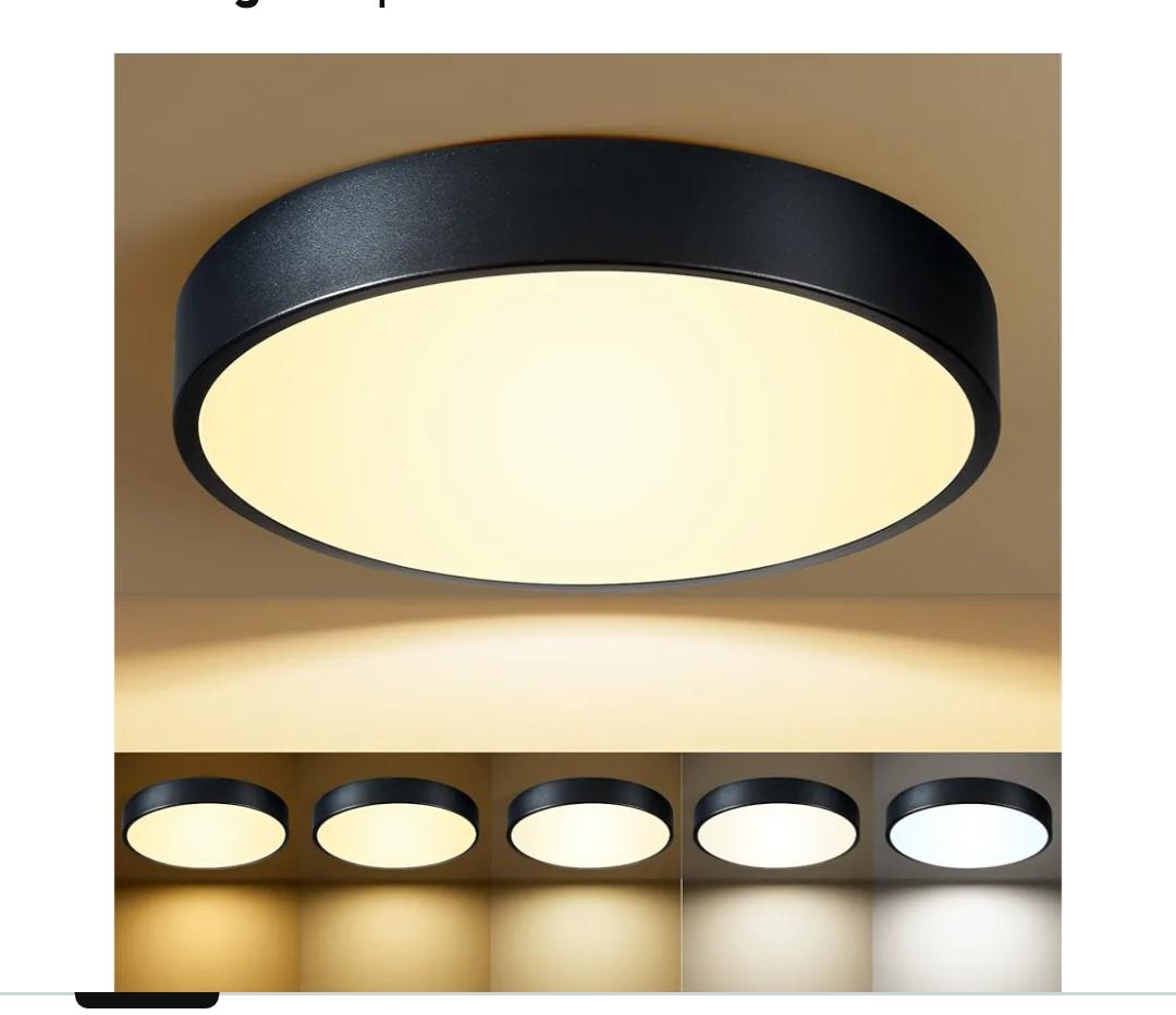 Black Flush Mount Ceiling Light 12 inch LED Dimmable Ceiling Lamp 24W 5CCT(2700K-5000K) Modern Close to Ceiling Light Fixture for Bedroom Foyer Kitchen Entryway Closet Hallway