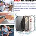 3 In 1 Waterproof Privacy Case for Apple Watch 10 With Band 42mm,Water Proof Face Cover Built-in Anti Spy Tempered Glass Screen Protector & Silicone Soft Bands for iWatch Series 10(Clear/White, 42mm)