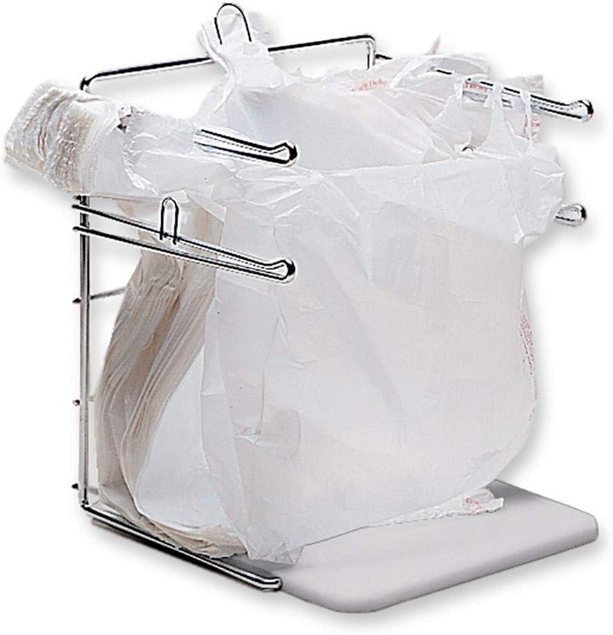 SSWBasics Plastic Grocery Bag Holder - Durable Chrome Stand for Easy Storage - Fits 11W x 6D x 21H Bags - Compact Unit, 12" W x 12" L x 16" H