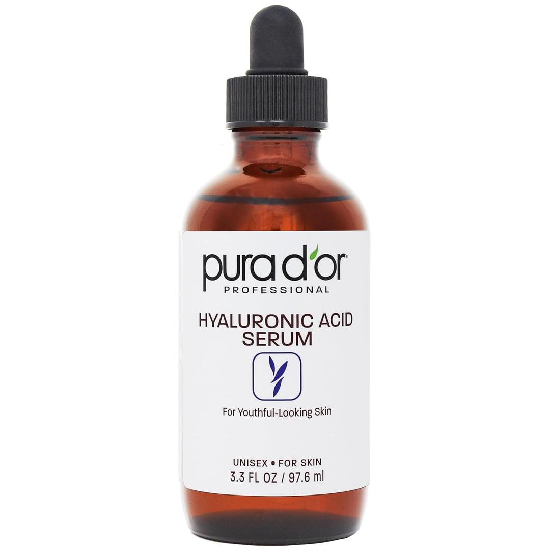 PURA D'OR 3.3 Oz Hyaluronic Acid Serum For Deep Hydration - Anti-Aging, Plumping & Moisturizing Formula For Smooth, Supple Skin - Natural Skincare Boost - Fine Lines & Wrinkle Reducer - Travel Size (3.3 Fl Oz (Pack of 1))