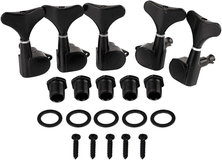5PC Bass Tuning Pegs Tuners Machine Heads for 5 String Guitar Sealed 2L3R Keys BLACK