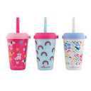 REDUCE GoGo's Kids Portable Tumbler Cups with Lids and Spill-Proof Straws - 3 Pack of Stackable 12 oz