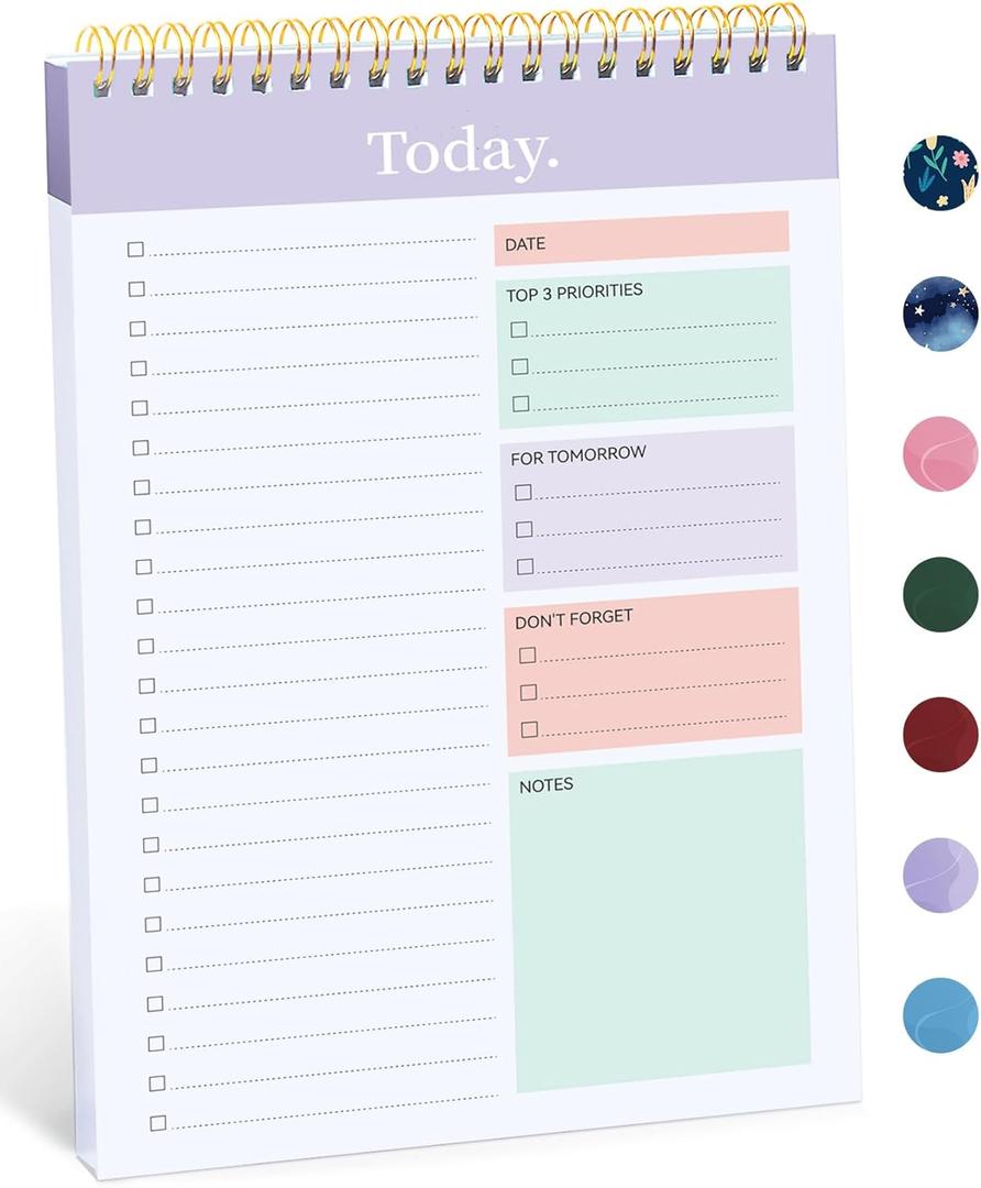 Taja To Do List Notepad - To Do List Notebook for Work with 52 Sheets, 9.8" x 6.5", Undated Daily Planner Perfect for Daily Tasks and Goal Setting, Notepad Suitable for Office, Home & School - Violet Dream (1 Pack)