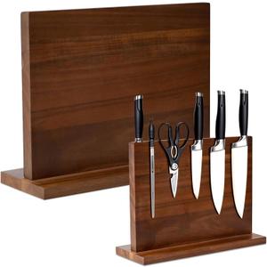 Wooden Magnetic Knife Holder - Dual - Sided Stand with Enhanced Magnets for Multifunctional Kitchen Knife Storage - Stylish, Durable, and Strong (Knives Not Included) - 12" x 9" - 3.48 lbs
