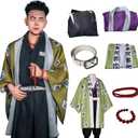 Himejima Gyomei Cosplay Costume Adult Outfit Man Suit Full Set for Halloween Party (Medium, Green)