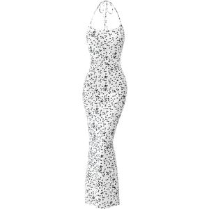 PRETTYGARDEN Maxi Dresses for Women 2025 Summer Halter Leopard Print Backless Sexy Bodycon Cocktail Beach Long Dress (White, XXL)